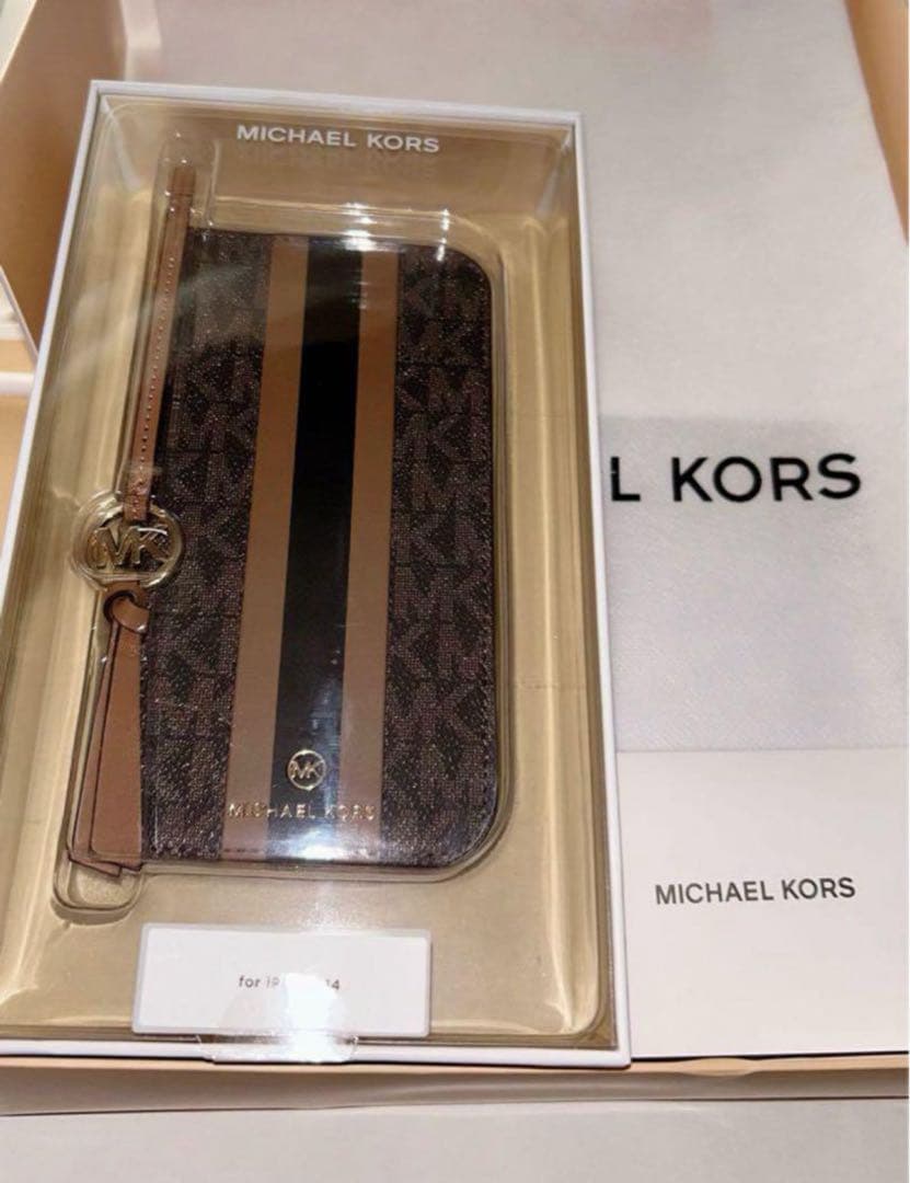 【新品】マイケルコース　ストライプ iPhone14 ケース タッセル　②