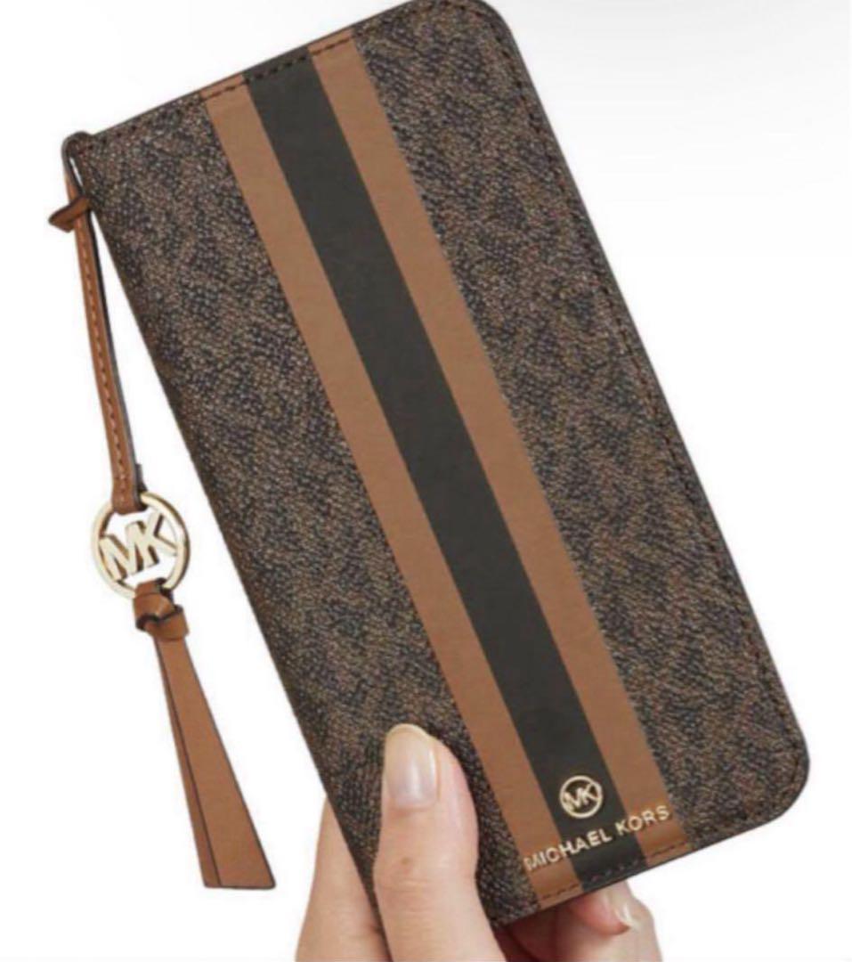 【新品】マイケルコース　ストライプ iPhone14 ケース タッセル　②