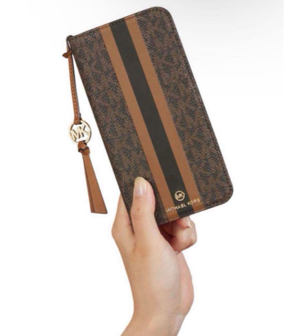 【新品】マイケルコース　ストライプ iPhone14 ケース タッセル　②