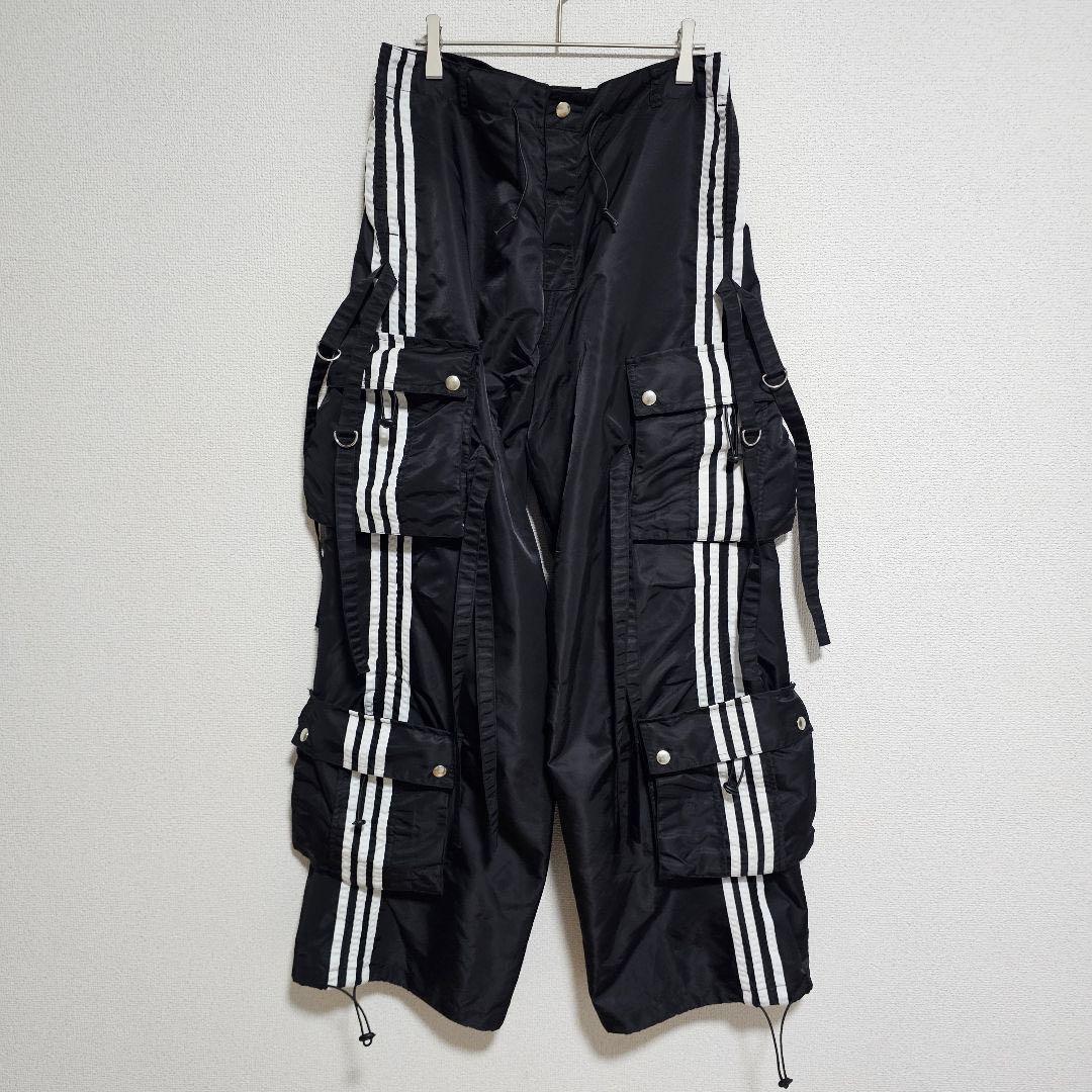 カーゴパンツ ブラック ホワイトストライプ