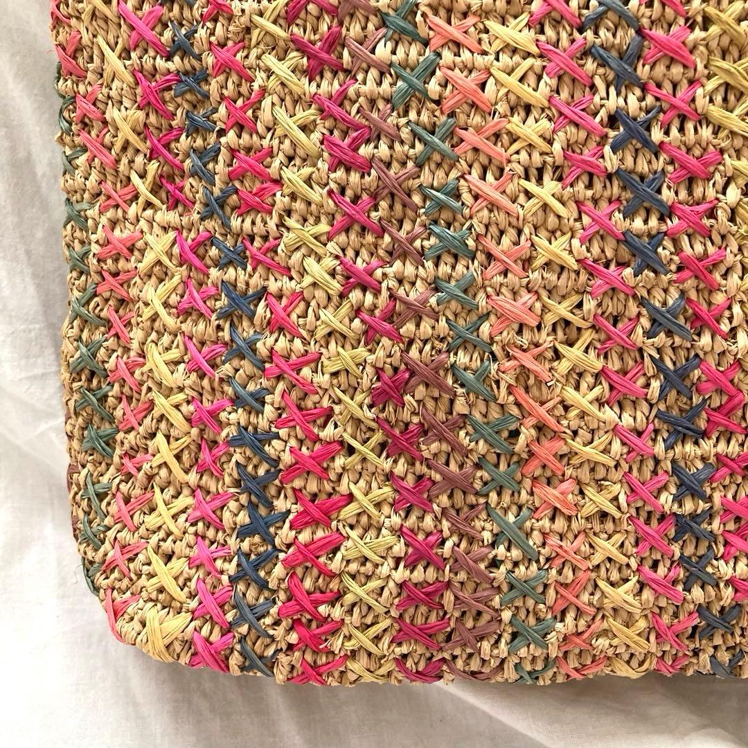 レア　IBELIV アイビリーブ　ラフィア　トートバッグ　革ベルト　カゴバッグ