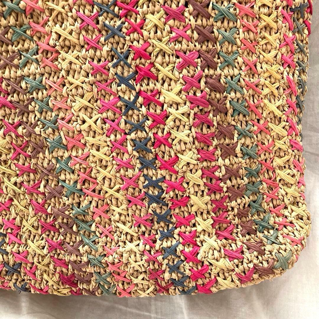 レア　IBELIV アイビリーブ　ラフィア　トートバッグ　革ベルト　カゴバッグ