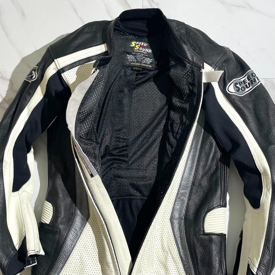 未使用　SPEED OF SOUND　SOS-18　レザースーツ　白黒　革ツナギ