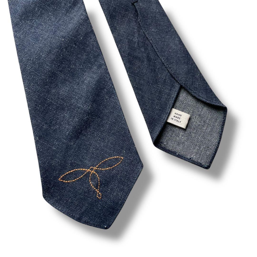 未使用品 RRL ダブルアールエル インディゴ デニム ネクタイ イタリア製