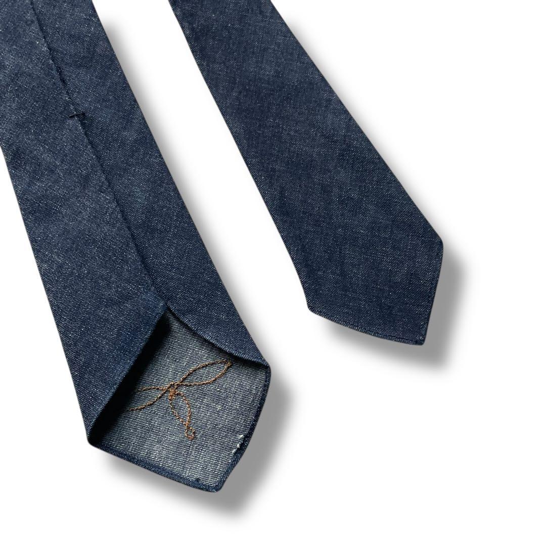 未使用品 RRL ダブルアールエル インディゴ デニム ネクタイ イタリア製