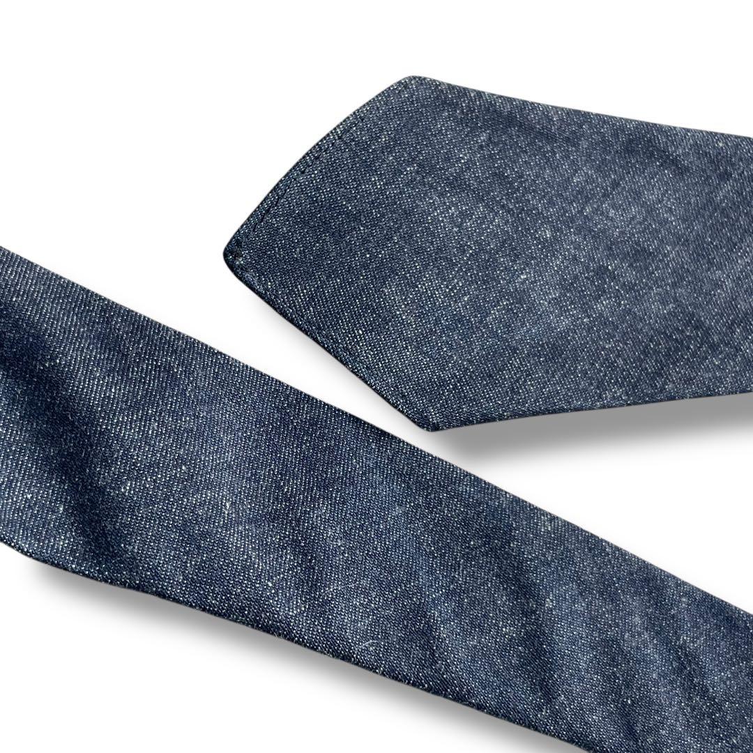 未使用品 RRL ダブルアールエル インディゴ デニム ネクタイ イタリア製