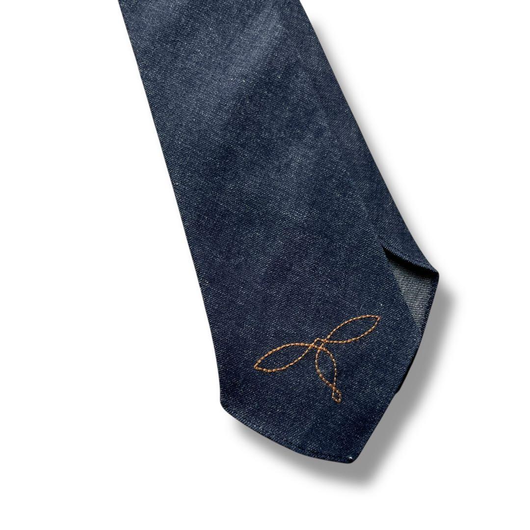 未使用品 RRL ダブルアールエル インディゴ デニム ネクタイ イタリア製