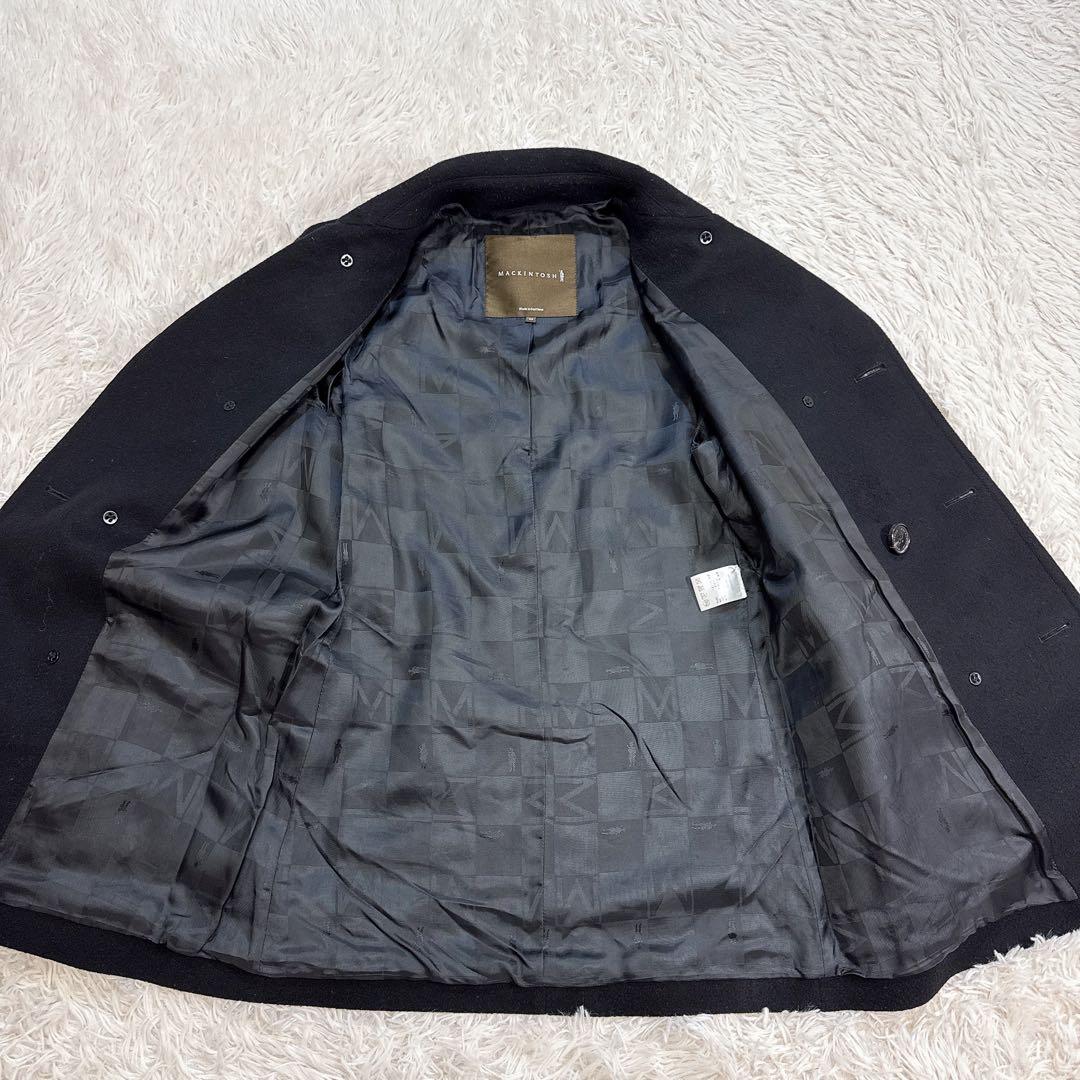 【美品】マッキントッシュ ピーコート ブラック 裏地ロゴ 36 英国製