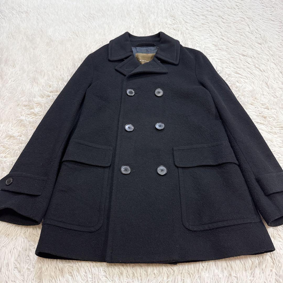 【美品】マッキントッシュ ピーコート ブラック 裏地ロゴ 36 英国製