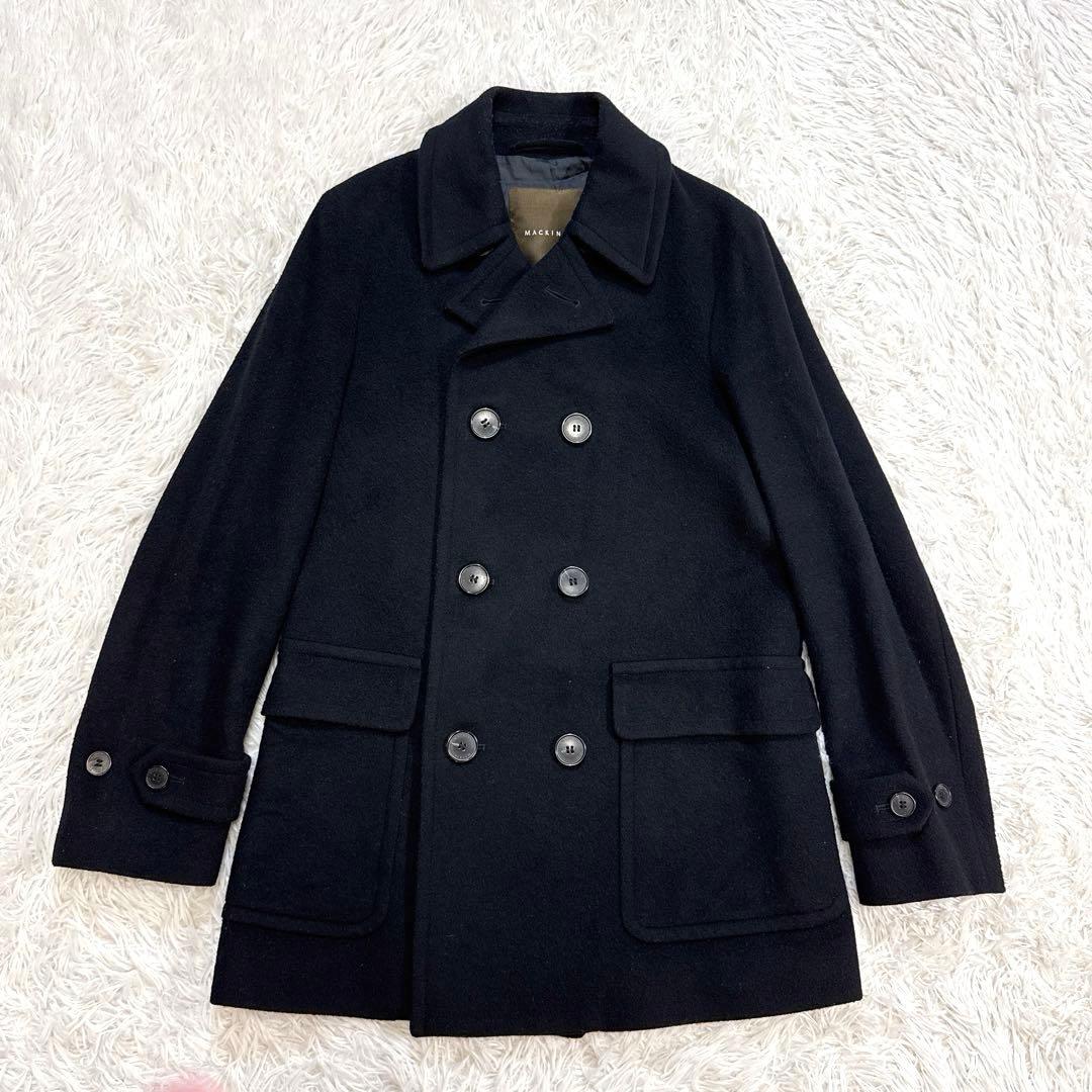 【美品】マッキントッシュ ピーコート ブラック 裏地ロゴ 36 英国製