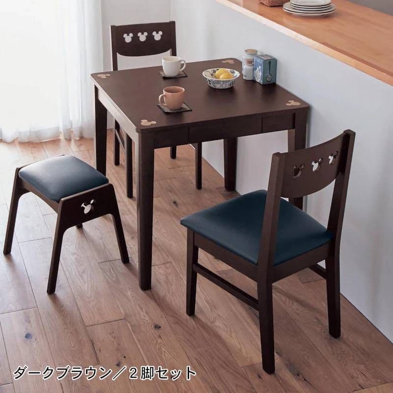 ✯美品✯ベルメゾン Disney ミッキーモチーフ 天然木チェア 2脚セット