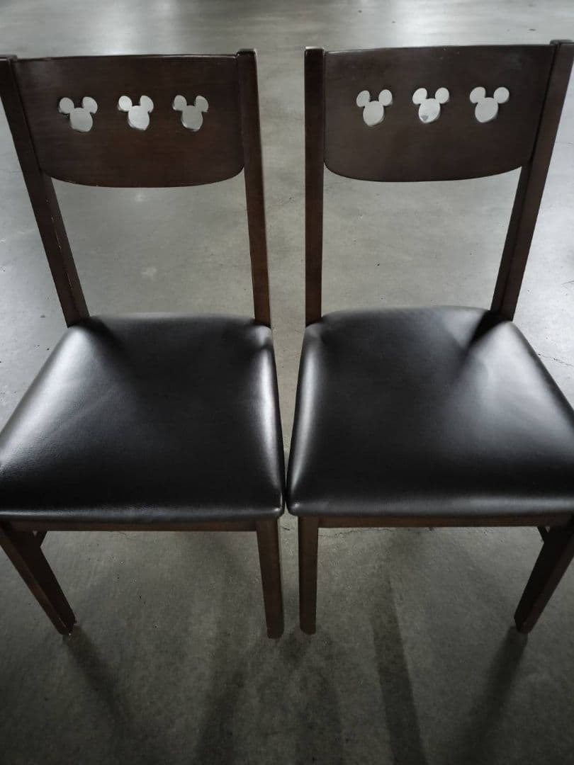 ✯美品✯ベルメゾン Disney ミッキーモチーフ 天然木チェア 2脚セット