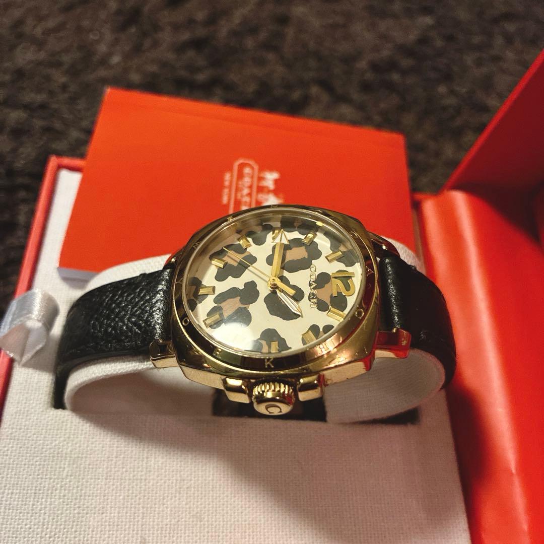 【新品電池】コーチ COACH 腕時計 レオパード柄 箱付き