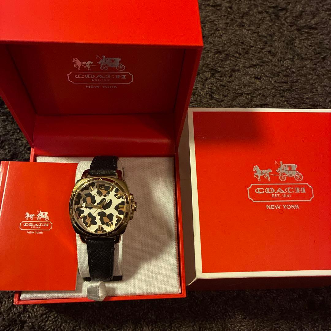 【新品電池】コーチ COACH 腕時計 レオパード柄 箱付き