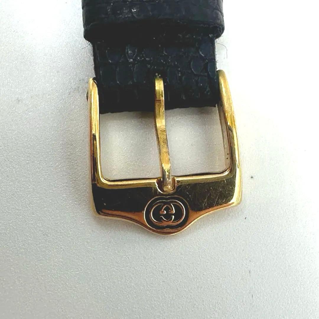 GUCCI★グッチ 時計 ホースビット腕時計 レディースゴールド 黒レザーベルト