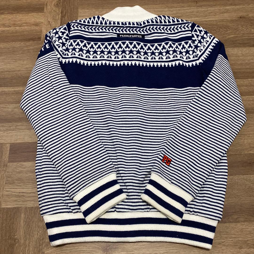 美品♡パーリーゲイツ♡ニットジップジャケット♡ネイビー♡ホワイト♡ボーダー♡S