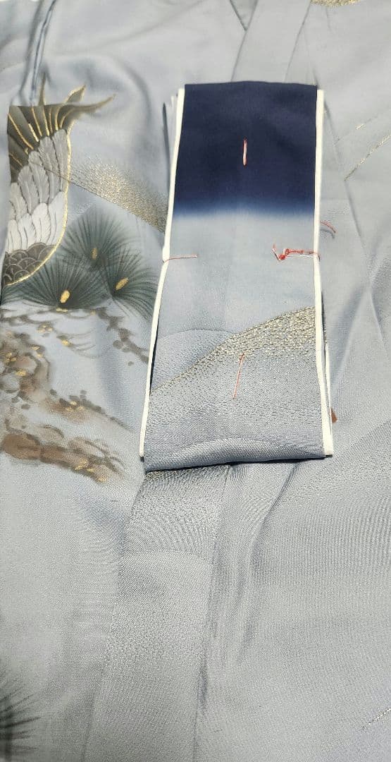 未使用　正絹　お宮参り　七五三　産着　初着　祝着　鷹　男の子　子供用着物