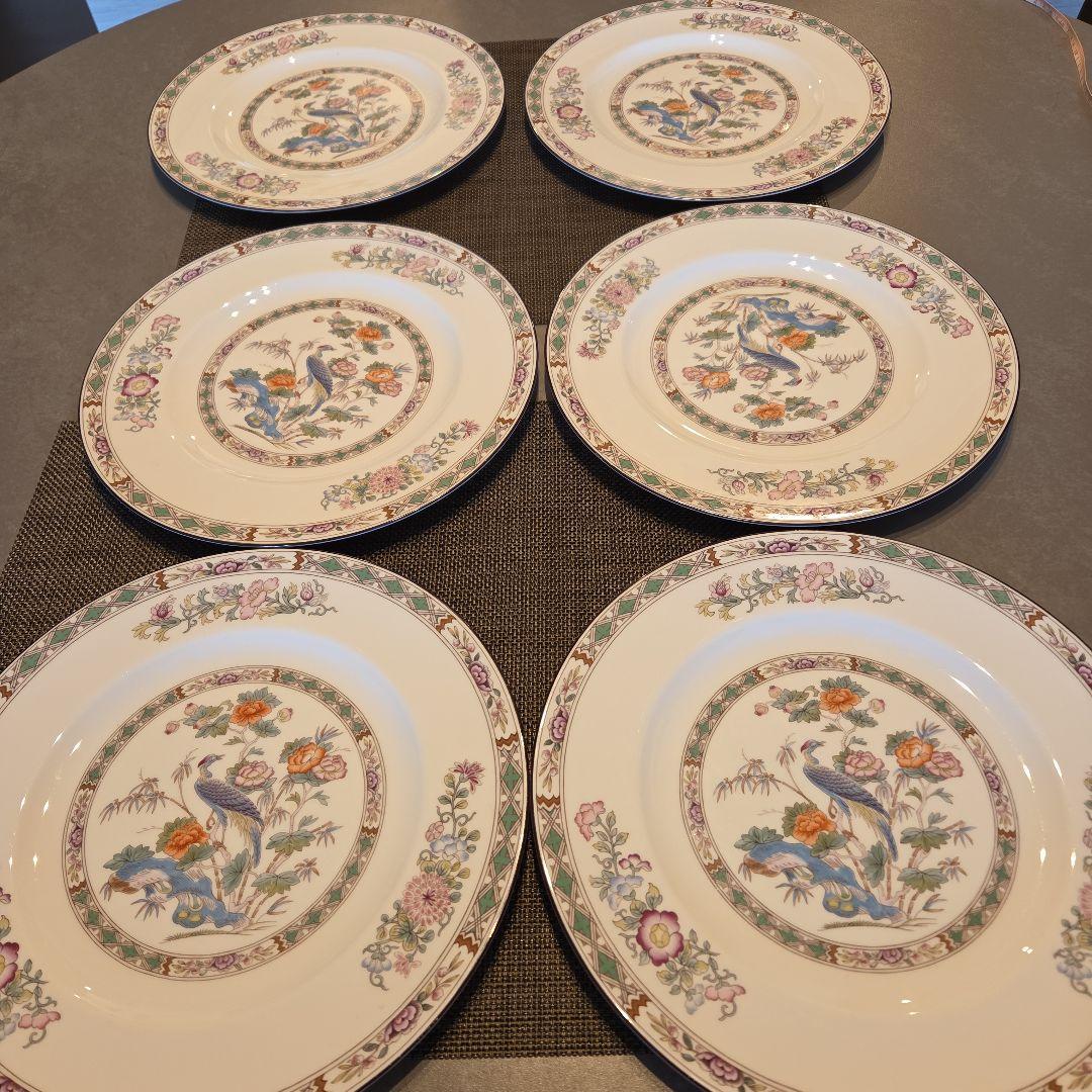  Kutani Crane ボーンチャイナ皿 6枚セット