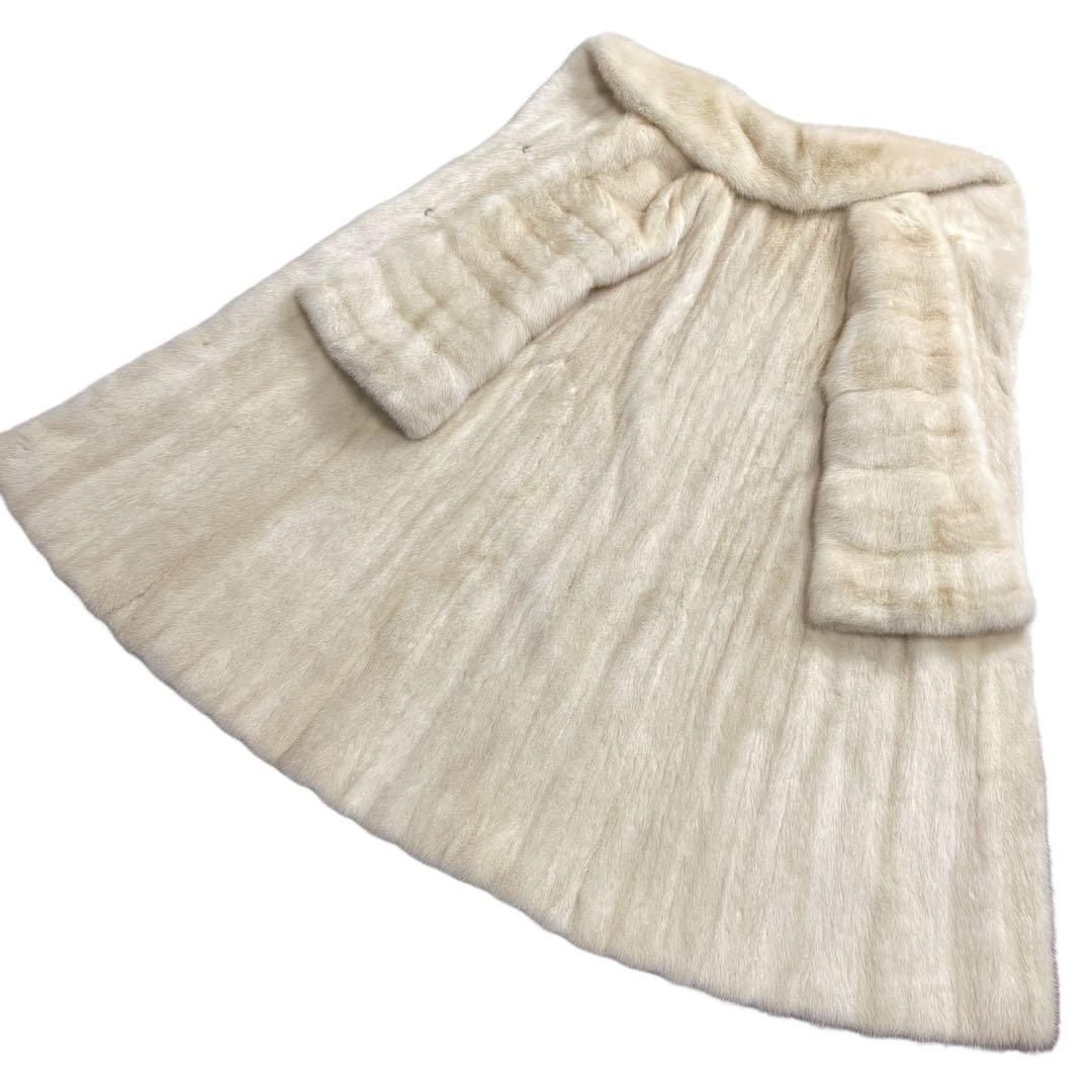 総丈108cm　パールミンク　ロング丈　ファーコート　Lサイズ相当　なめし柔らか