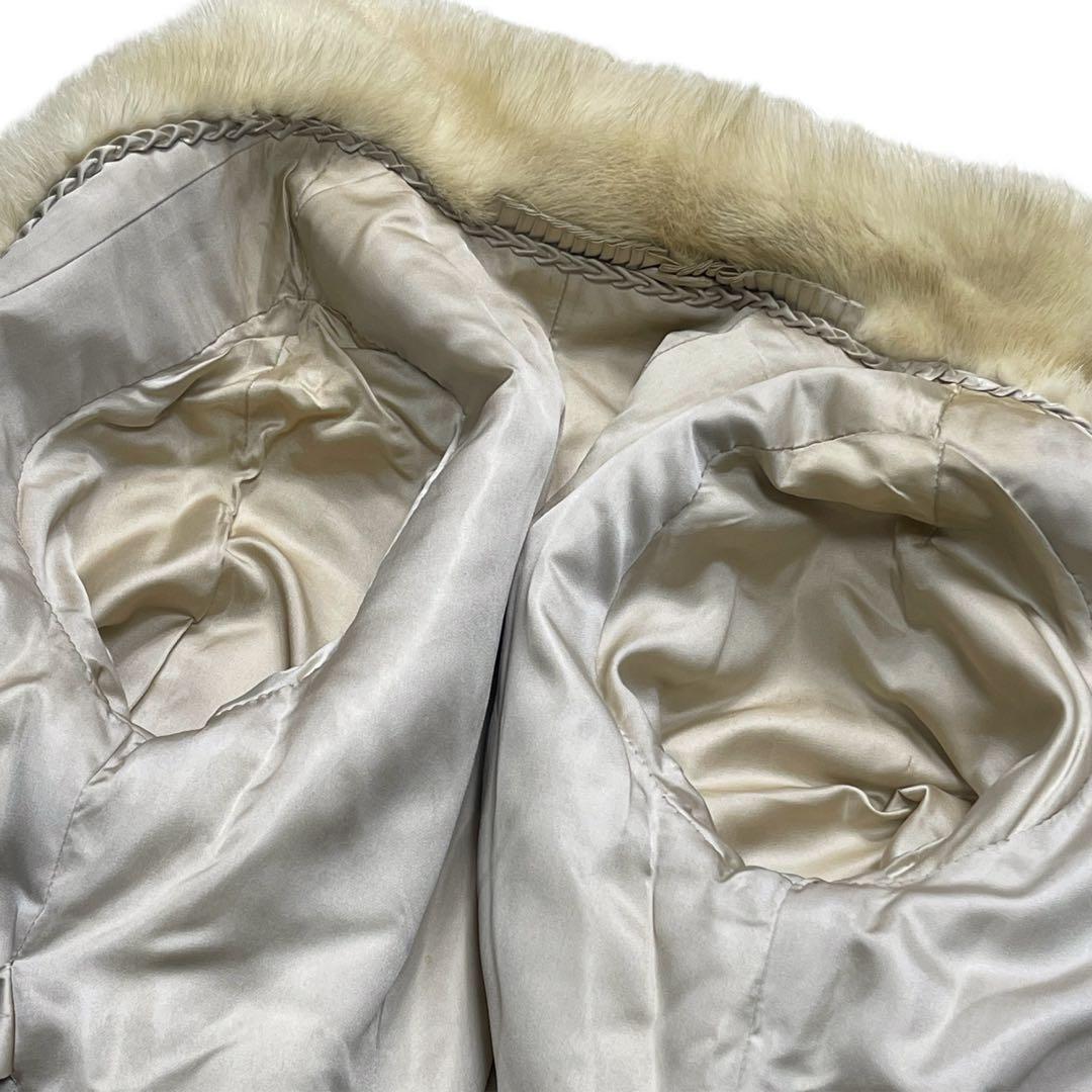 総丈108cm　パールミンク　ロング丈　ファーコート　Lサイズ相当　なめし柔らか