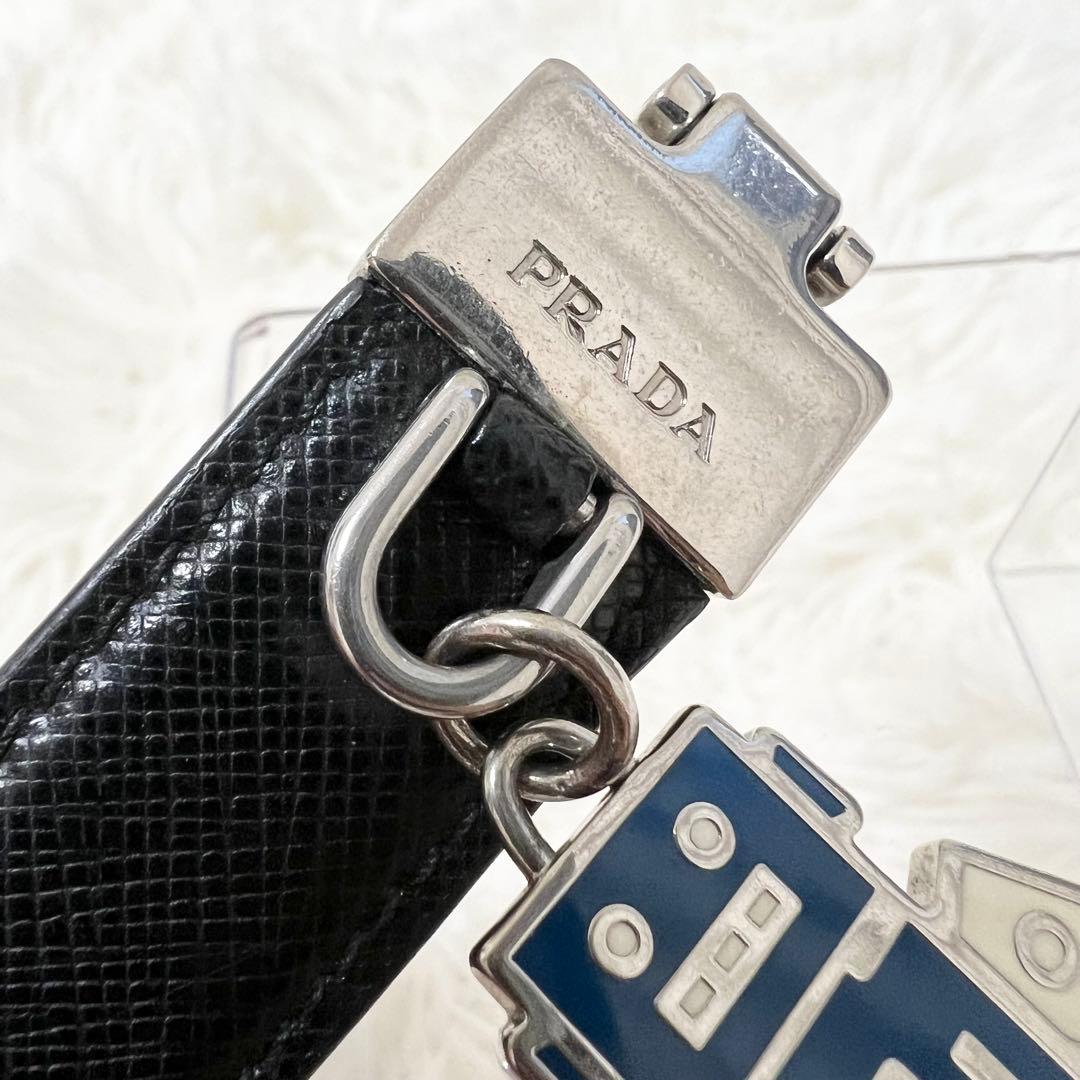 【大人気】お買得 PRADA ロボット キーホルダー レザー サフィアーノ黒