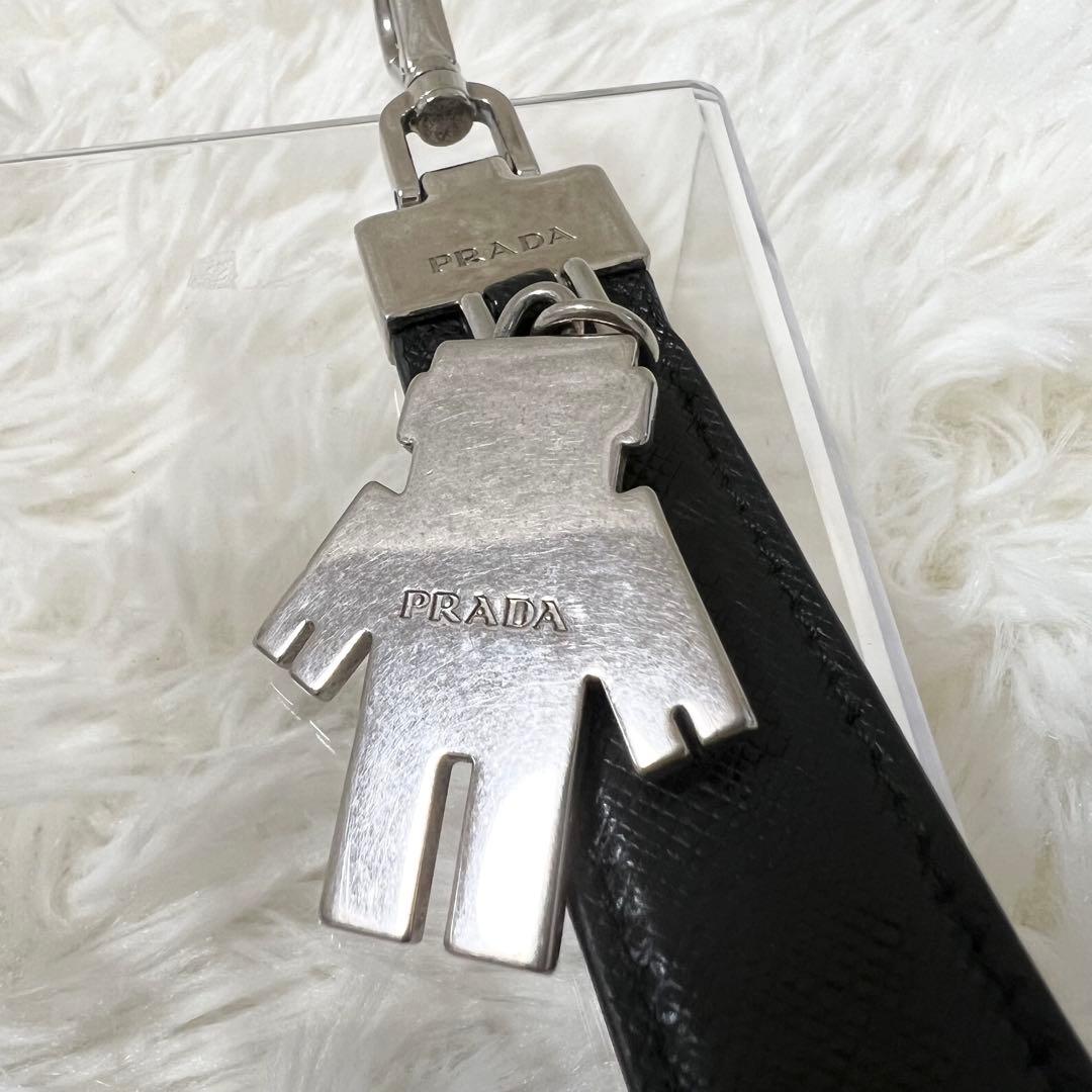 【大人気】お買得 PRADA ロボット キーホルダー レザー サフィアーノ黒