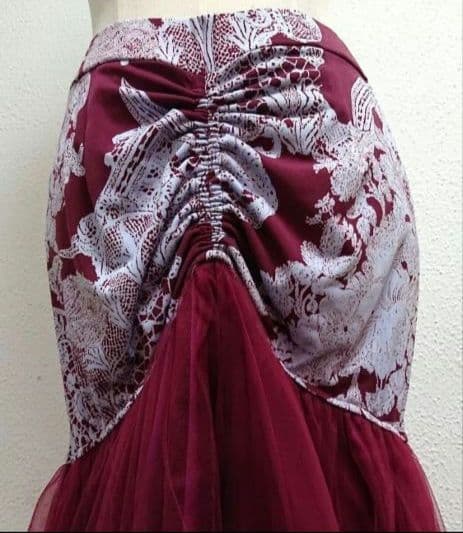 SALE☆チャコット　社交ダンス スカート ワインレッド 　L 定価53900円