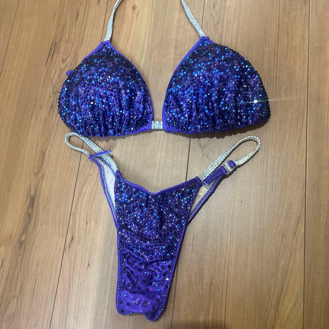 ボディコンテスト用ストーンビキニ 紫