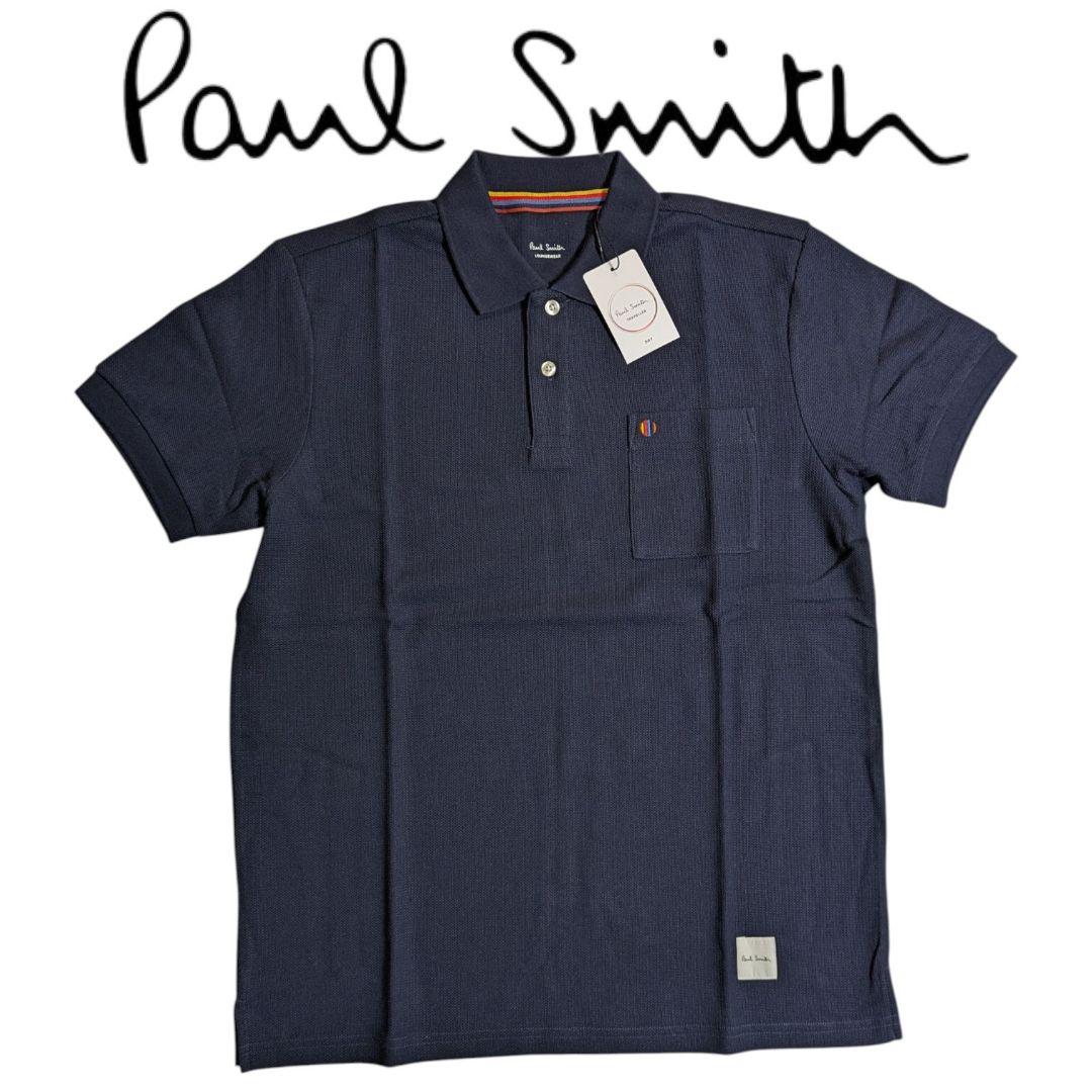 ポールスミス 半袖ポロシャツ L アーティストストライプ メッシュ Dネイビー