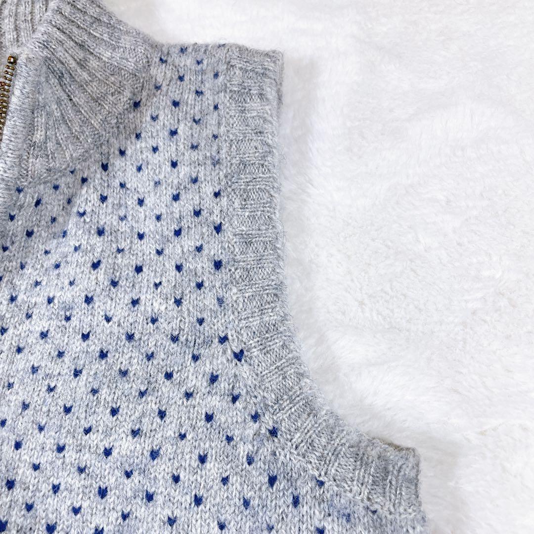 マドモアゼルノンノン×ジャミーソンズ　ハートドット柄　ニットベスト　グレー