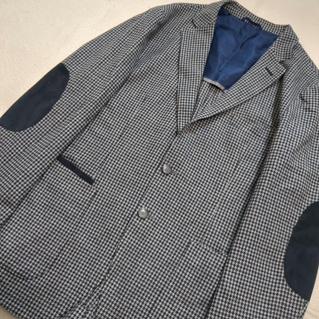 極美品 ヒューゴボス アンコンジャケット エルボーパッチ カシミヤ シルク 50