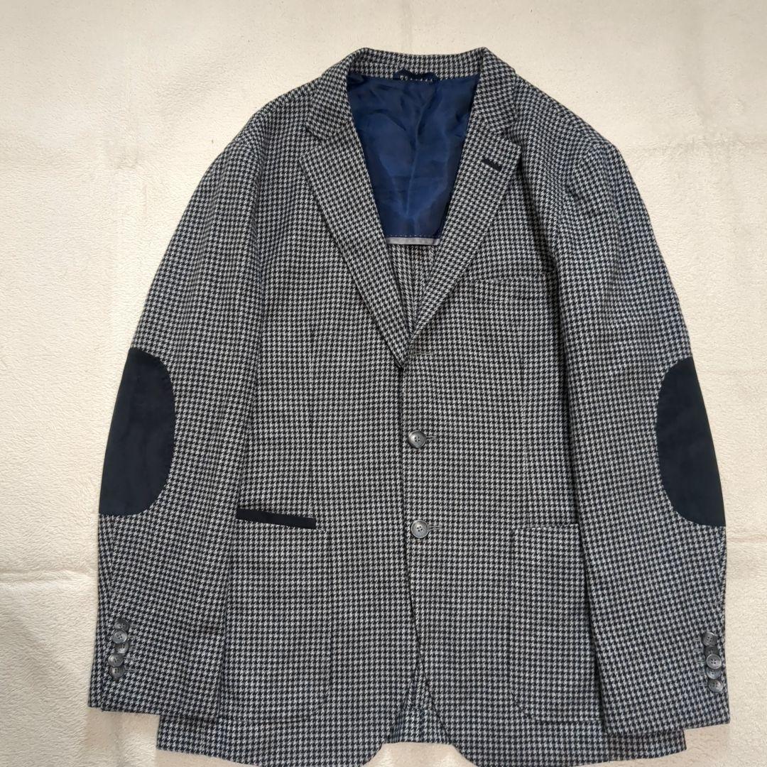 極美品 ヒューゴボス アンコンジャケット エルボーパッチ カシミヤ シルク 50