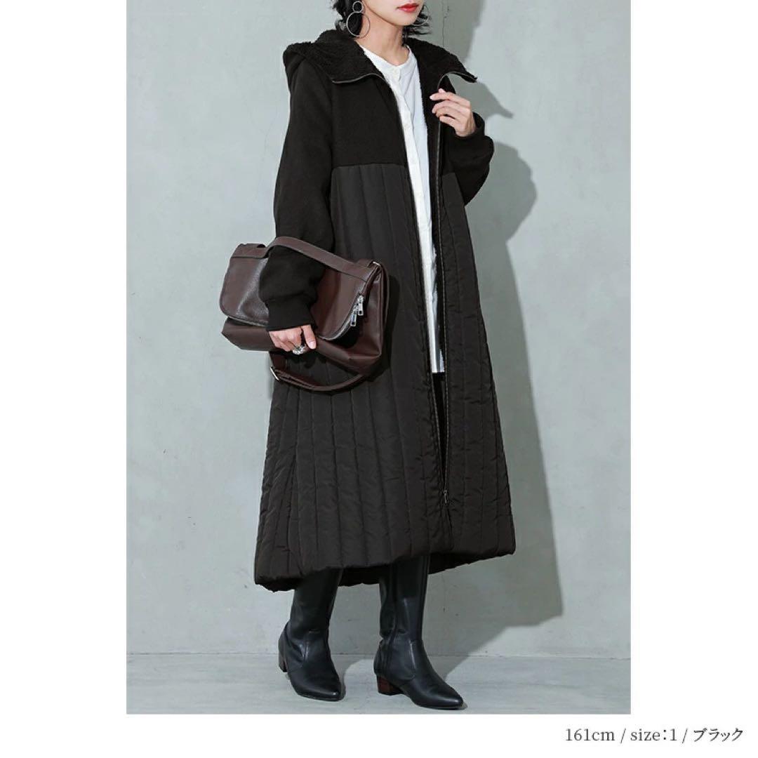 【オシャレウォーカー】フード付き ブラック ロングコート