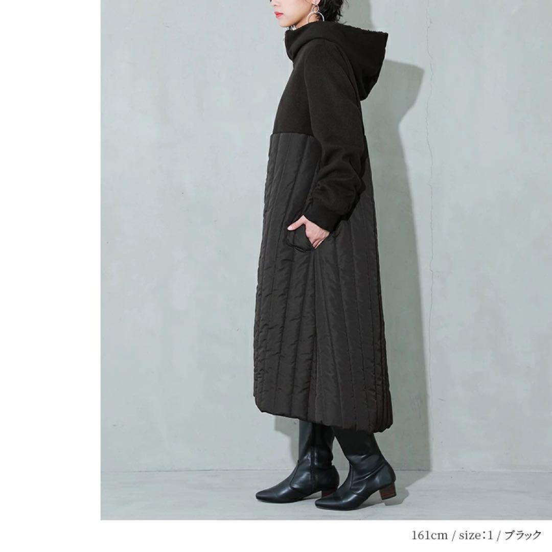 【オシャレウォーカー】フード付き ブラック ロングコート