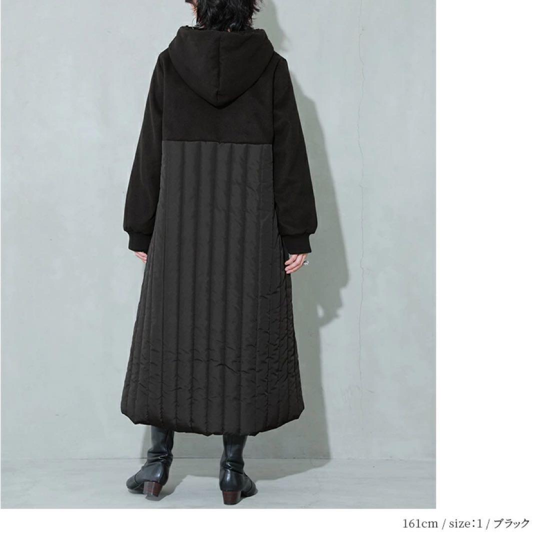 【オシャレウォーカー】フード付き ブラック ロングコート