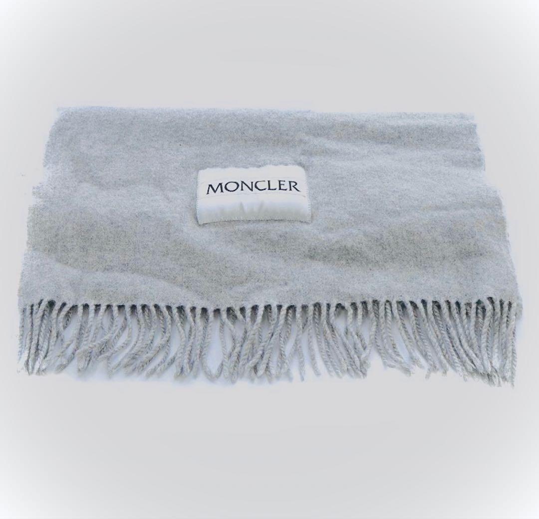 極美品:*☆MONCLER グレー マフラー フリンジ付