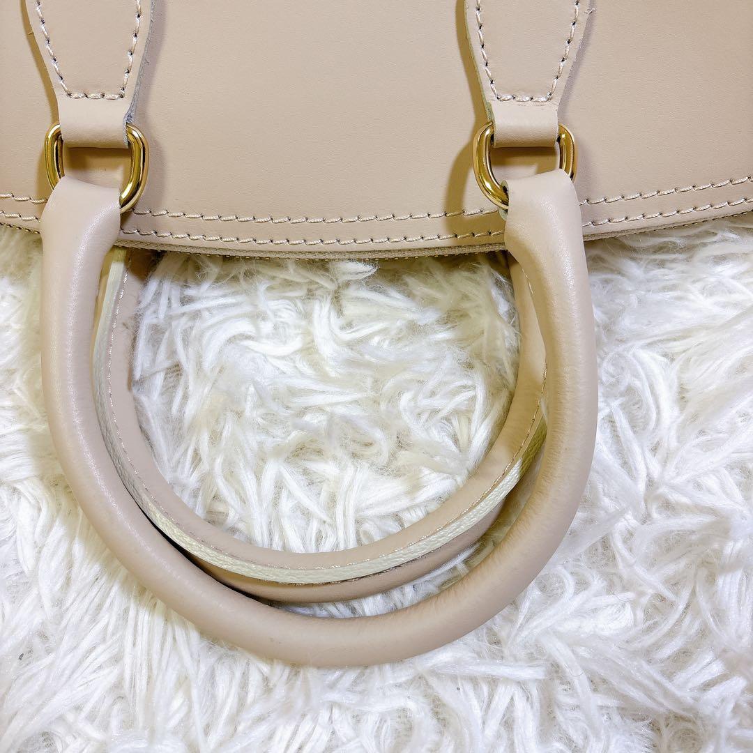 【未使用タグ付】　ミロス 2WAY レザー　イタリア製　ボストンバッグ　ベージュ