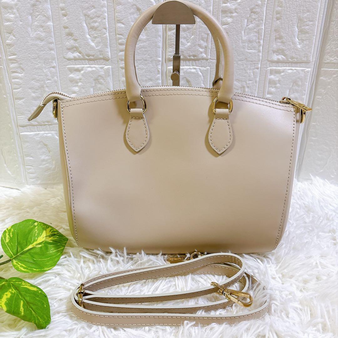 【未使用タグ付】　ミロス 2WAY レザー　イタリア製　ボストンバッグ　ベージュ