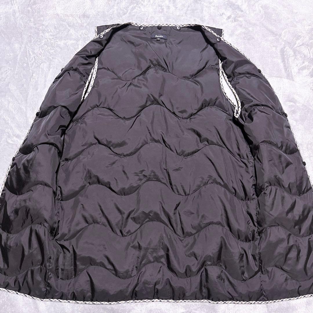 XL【未使用級】アクアスキュータム シルク100% ダウンライナー 裏地総柄 黒