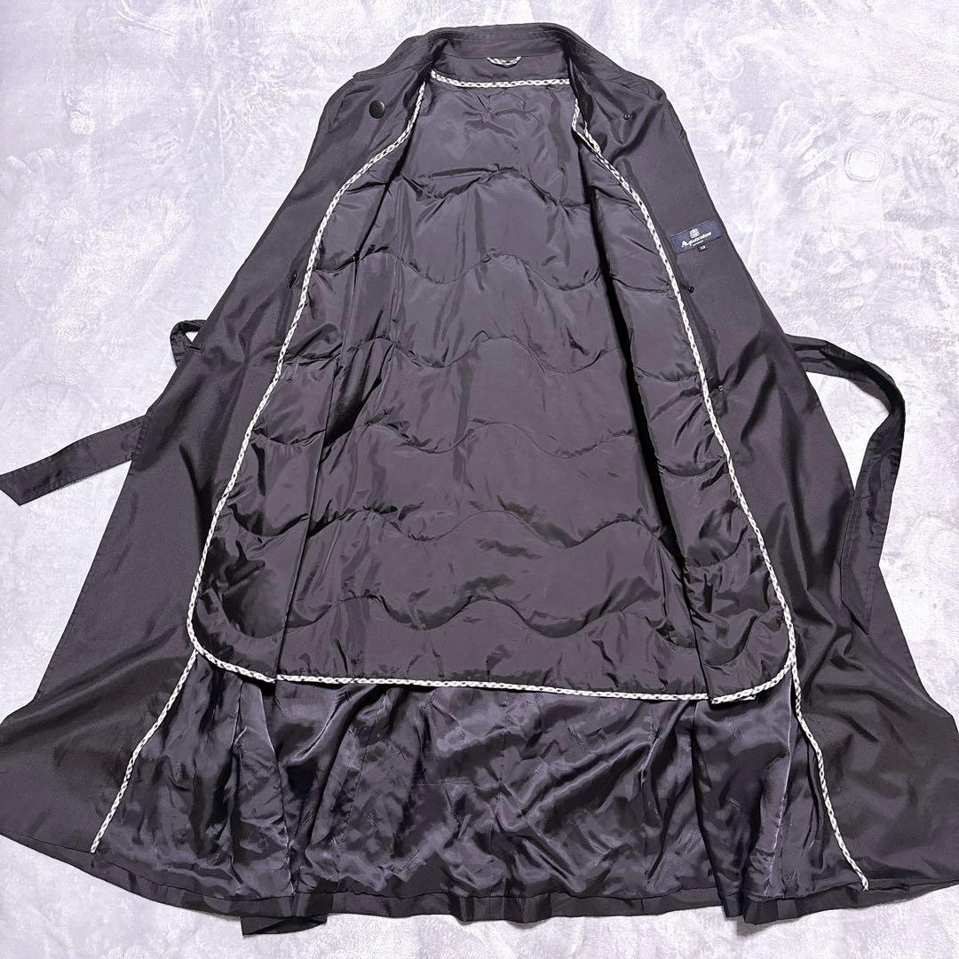 XL【未使用級】アクアスキュータム シルク100% ダウンライナー 裏地総柄 黒