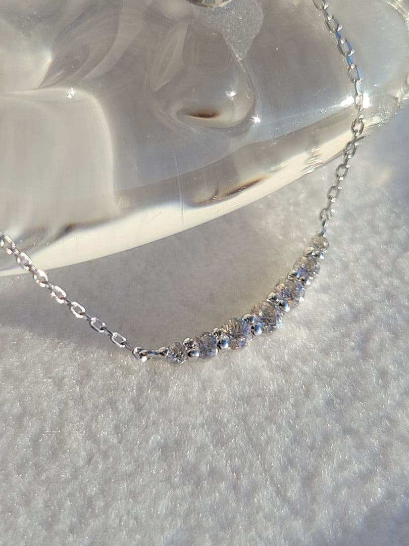 美品★4℃ K10 WG ネックレス ペンダント ジルコニア