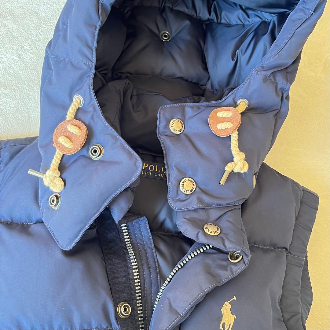 ラルフローレン POLO ネイビー フード付き ダウンベスト