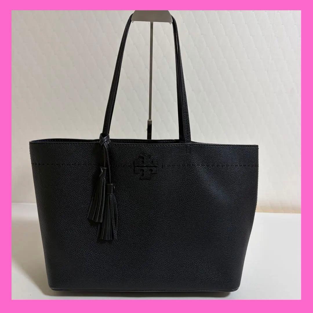 ✨美品✨ トリーバーチ トートバッグ A4可 レザー マックグロー フリンジ 黒