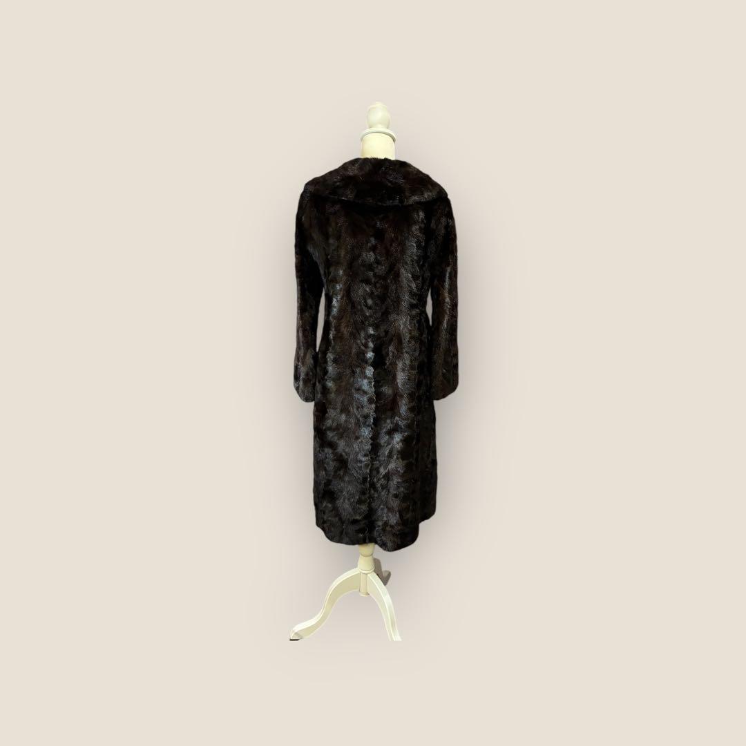 EagleFurs 本毛皮マキシ丈コート リアルファー　総レース裏地 ミンク調