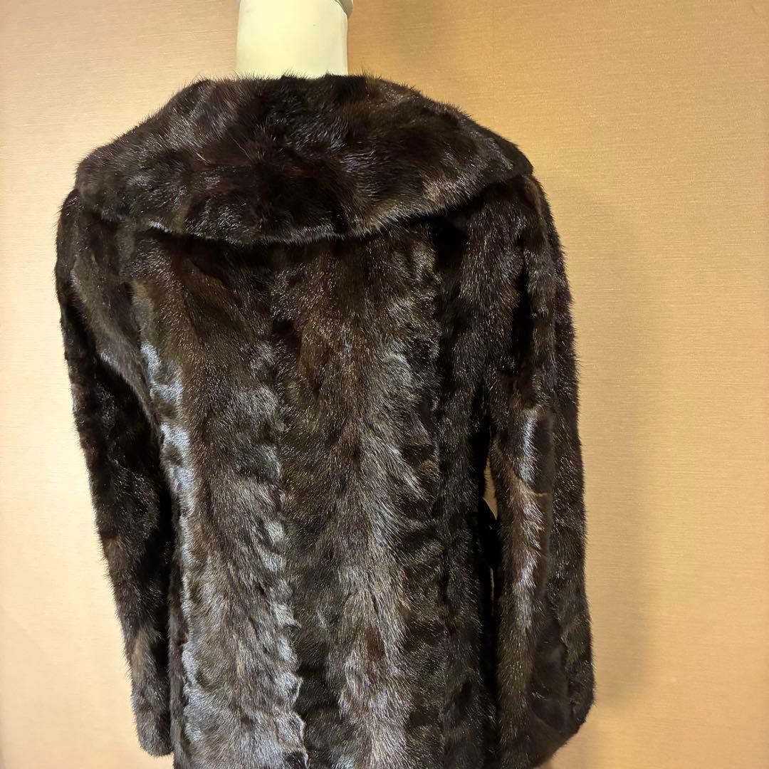 EagleFurs 本毛皮マキシ丈コート リアルファー　総レース裏地 ミンク調