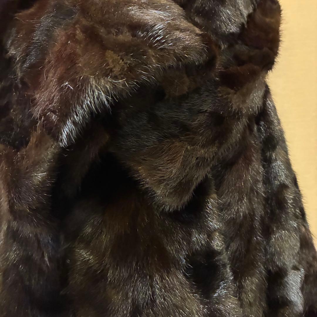 EagleFurs 本毛皮マキシ丈コート リアルファー　総レース裏地 ミンク調