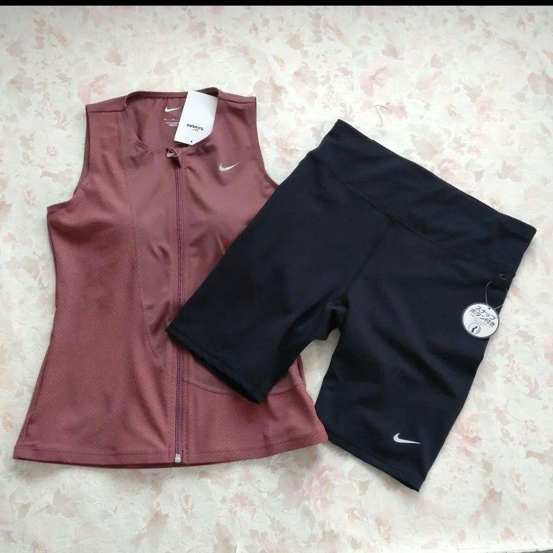 L 新品 NIKE 最新モデル フィットネス水着 ボタン付 セパレーツ ジップ②