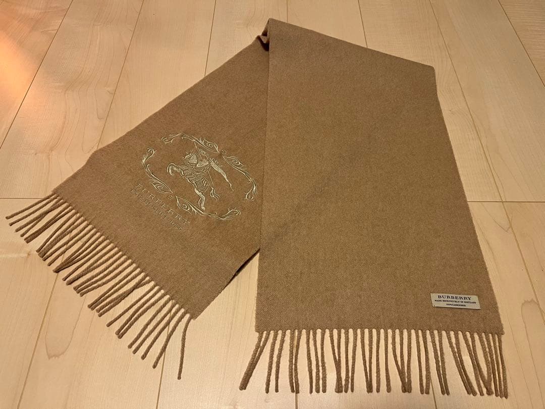 BURBERRY　バーバリー　マフラー　カシミア100％　キャメル　未使用に近い