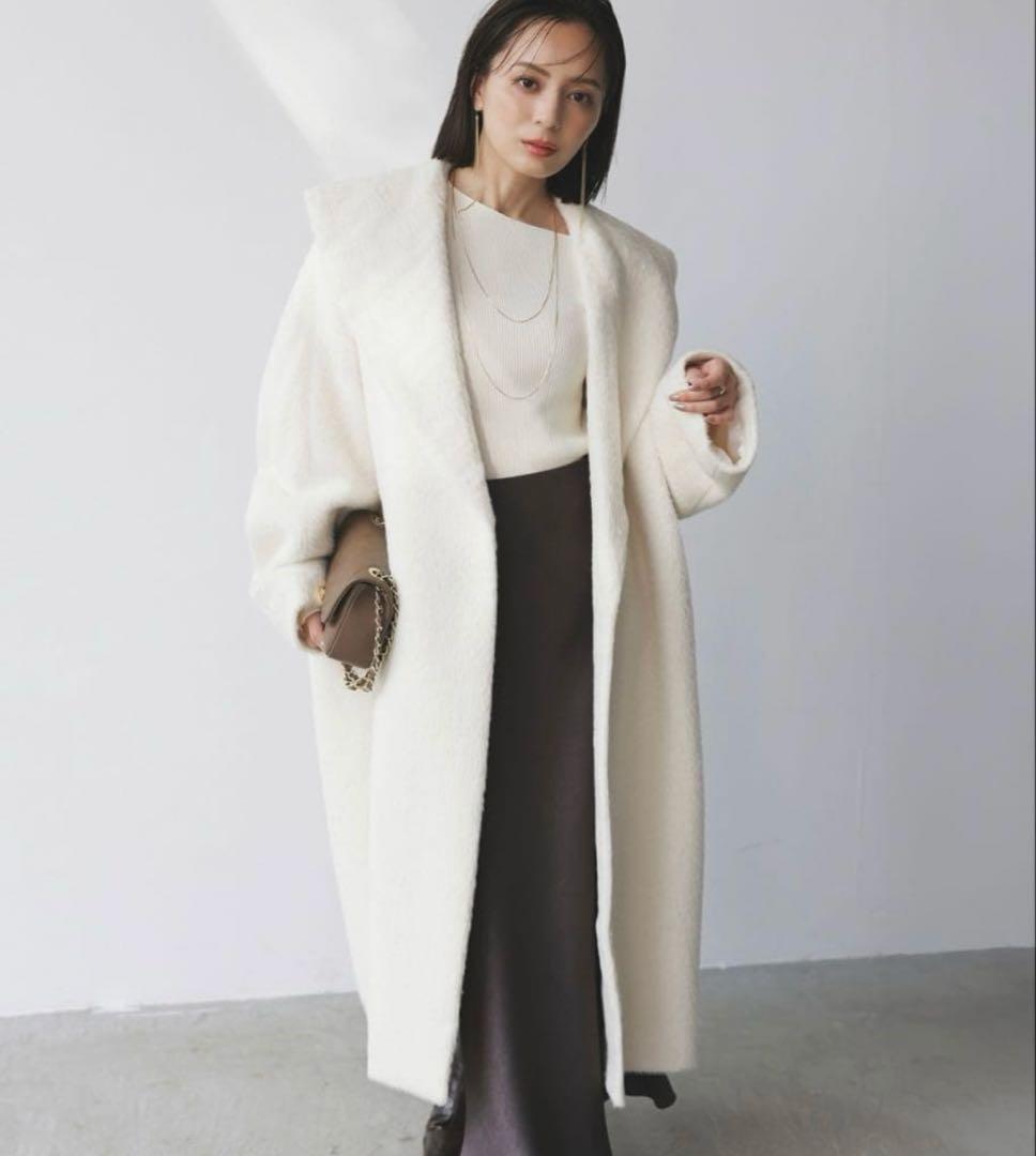 anuans アルパカウールショールカラーコート