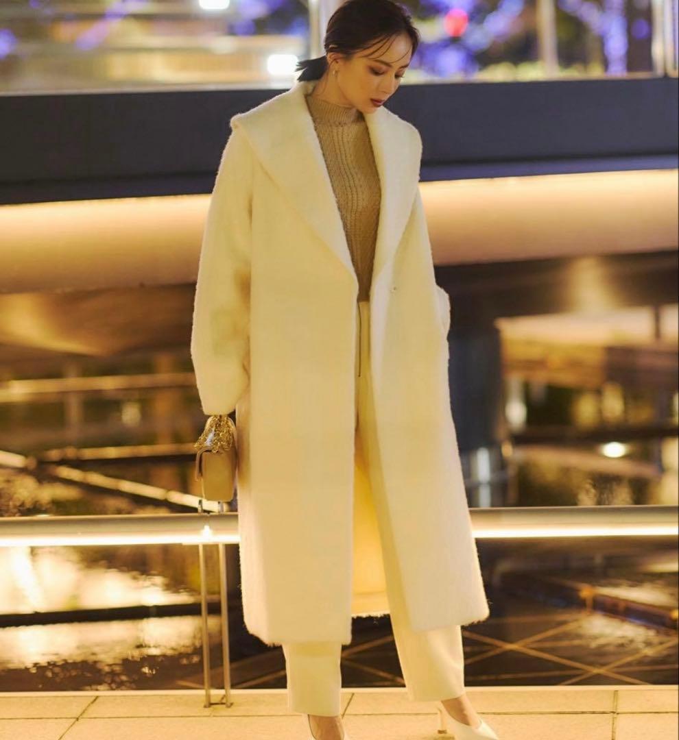 anuans アルパカウールショールカラーコート